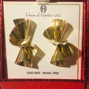 House of Harlow 1960 Shiny Gold Twist Earrings